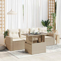 Thumbnail for 5-tlg. Garten-Sofagarnitur mit Kissen Beige Poly Rattan