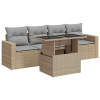 Thumbnail for 5-tlg. Garten-Sofagarnitur mit Kissen Beige Poly Rattan