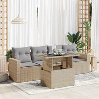 Thumbnail for 5-tlg. Garten-Sofagarnitur mit Kissen Beige Poly Rattan