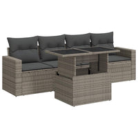Thumbnail for 5-tlg. Garten-Sofagarnitur mit Kissen Grau Poly Rattan