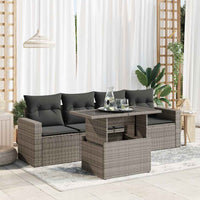Thumbnail for 5-tlg. Garten-Sofagarnitur mit Kissen Grau Poly Rattan