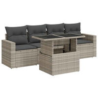 Thumbnail for 5-tlg. Garten-Sofagarnitur mit Kissen Hellgrau Poly Rattan