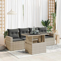 Thumbnail for 5-tlg. Garten-Sofagarnitur mit Kissen Hellgrau Poly Rattan