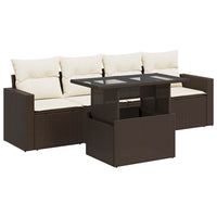 Thumbnail for 5-tlg. Garten-Sofagarnitur mit Kissen Braun Poly Rattan