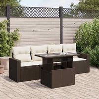 Thumbnail for 5-tlg. Garten-Sofagarnitur mit Kissen Braun Poly Rattan