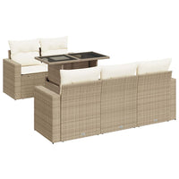 Thumbnail for 6-tlg. Garten-Sofagarnitur mit Kissen Beige Poly Rattan
