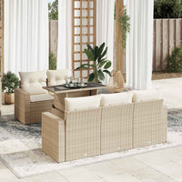 Thumbnail for 6-tlg. Garten-Sofagarnitur mit Kissen Beige Poly Rattan