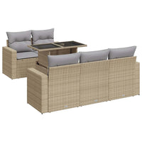Thumbnail for 6-tlg. Garten-Sofagarnitur mit Kissen Beige Poly Rattan