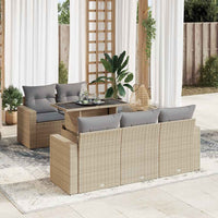 Thumbnail for 6-tlg. Garten-Sofagarnitur mit Kissen Beige Poly Rattan