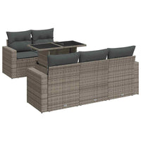 Thumbnail for 6-tlg. Garten-Sofagarnitur mit Kissen Grau Poly Rattan