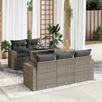 Thumbnail for 6-tlg. Garten-Sofagarnitur mit Kissen Grau Poly Rattan