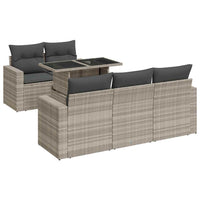 Thumbnail for 6-tlg. Garten-Sofagarnitur mit Kissen Hellgrau Poly Rattan