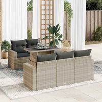 Thumbnail for 6-tlg. Garten-Sofagarnitur mit Kissen Hellgrau Poly Rattan