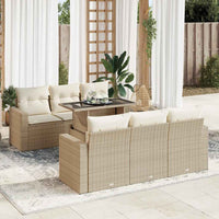 Thumbnail for 7-tlg. Garten-Sofagarnitur mit Kissen Beige Poly Rattan