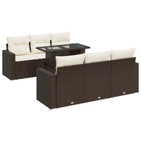 Thumbnail for 7-tlg. Garten-Sofagarnitur mit Kissen Braun Poly Rattan