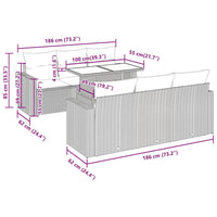 Thumbnail for 7-tlg. Garten-Sofagarnitur mit Kissen Braun Poly Rattan