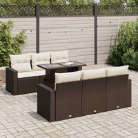 Thumbnail for 7-tlg. Garten-Sofagarnitur mit Kissen Braun Poly Rattan