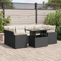 Thumbnail for 7-tlg. Garten-Sofagarnitur mit Kissen Schwarz Poly Rattan