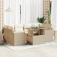 Thumbnail for 7-tlg. Garten-Sofagarnitur mit Kissen Beige Poly Rattan