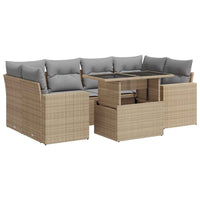 Thumbnail for 7-tlg. Garten-Sofagarnitur mit Kissen Beige Poly Rattan