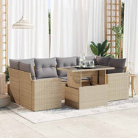 Thumbnail for 7-tlg. Garten-Sofagarnitur mit Kissen Beige Poly Rattan