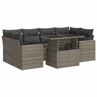 Thumbnail for 7-tlg. Garten-Sofagarnitur mit Kissen Grau Poly Rattan