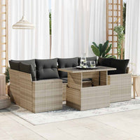 Thumbnail for 7-tlg. Garten-Sofagarnitur mit Kissen Hellgrau Poly Rattan