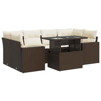 Thumbnail for 7-tlg. Garten-Sofagarnitur mit Kissen Braun Poly Rattan