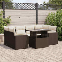 Thumbnail for 7-tlg. Garten-Sofagarnitur mit Kissen Braun Poly Rattan