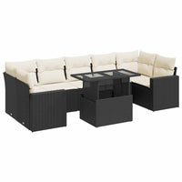 Thumbnail for 8-tlg. Garten-Sofagarnitur mit Kissen Schwarz Poly Rattan