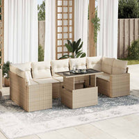 Thumbnail for 8-tlg. Garten-Sofagarnitur mit Kissen Beige Poly Rattan