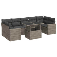 Thumbnail for 8-tlg. Garten-Sofagarnitur mit Kissen Grau Poly Rattan