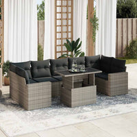 Thumbnail for 8-tlg. Garten-Sofagarnitur mit Kissen Grau Poly Rattan
