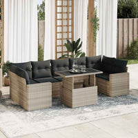 Thumbnail for 8-tlg. Garten-Sofagarnitur mit Kissen Hellgrau Poly Rattan