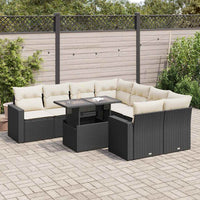 Thumbnail for 9-tlg. Garten-Sofagarnitur mit Kissen Schwarz Poly Rattan