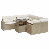 Thumbnail for 9-tlg. Garten-Sofagarnitur mit Kissen Beige Poly Rattan
