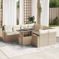 Thumbnail for 9-tlg. Garten-Sofagarnitur mit Kissen Beige Poly Rattan