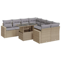 Thumbnail for 9-tlg. Garten-Sofagarnitur mit Kissen Beige Poly Rattan