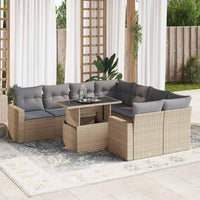 Thumbnail for 9-tlg. Garten-Sofagarnitur mit Kissen Beige Poly Rattan