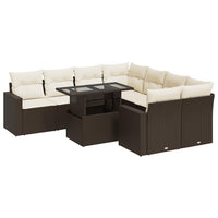 Thumbnail for 9-tlg. Garten-Sofagarnitur mit Kissen Braun Poly Rattan