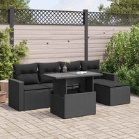 Thumbnail for 6-tlg. Garten-Sofagarnitur mit Kissen Schwarz Poly Rattan