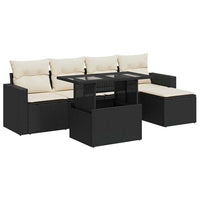 Thumbnail for 6-tlg. Garten-Sofagarnitur mit Kissen Schwarz Poly Rattan