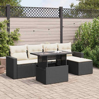 Thumbnail for 6-tlg. Garten-Sofagarnitur mit Kissen Schwarz Poly Rattan