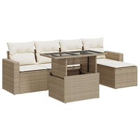 Thumbnail for 6-tlg. Garten-Sofagarnitur mit Kissen Beige Poly Rattan