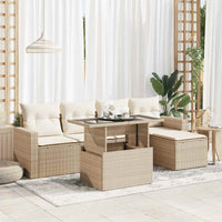 Thumbnail for 6-tlg. Garten-Sofagarnitur mit Kissen Beige Poly Rattan