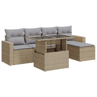 Thumbnail for 6-tlg. Garten-Sofagarnitur mit Kissen Beige Poly Rattan