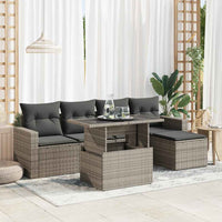 Thumbnail for 6-tlg. Garten-Sofagarnitur mit Kissen Grau Poly Rattan
