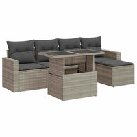 Thumbnail for 6-tlg. Garten-Sofagarnitur mit Kissen Hellgrau Poly Rattan