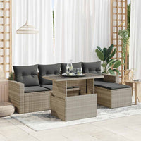 Thumbnail for 6-tlg. Garten-Sofagarnitur mit Kissen Hellgrau Poly Rattan