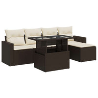 Thumbnail for 6-tlg. Garten-Sofagarnitur mit Kissen Braun Poly Rattan